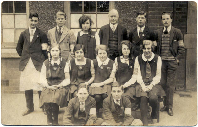 The prefects of North Kensington Central School with the Head Teacher in 1927. My mother, Mary Horwood is in the back row with the long ringlets.
