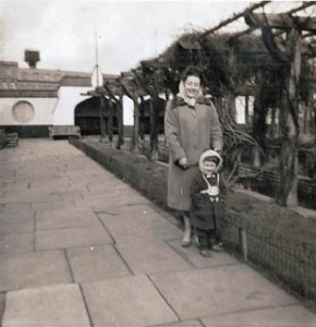 My mum and baby brother Chris in Emslie Horniman Pleasance, about 1961